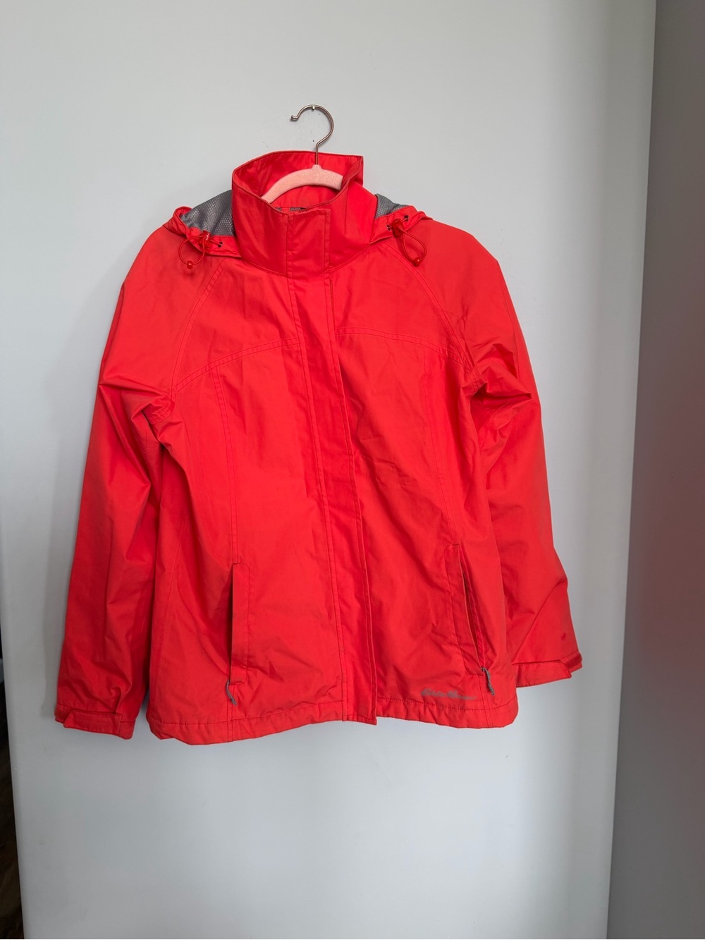 Ladies Eddie Bauer Burnt Orange Hooded Rain Jacket